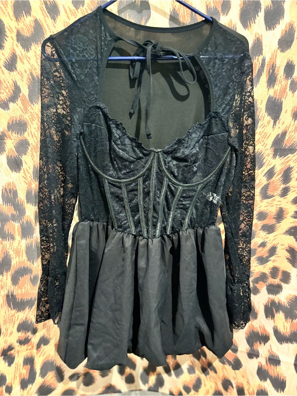 Black Lace Corset Bodice Dress - Women's Elegant Evening Mini